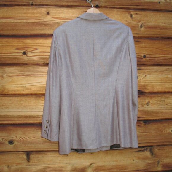 Escada Light Brown Stretch Silk Wool Blazer - Picture 8 of 9